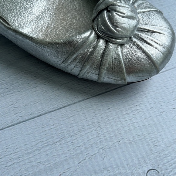 Prada Metallic Silver Leather Ballet Flats Size 5.5 - Picture 6 of 14